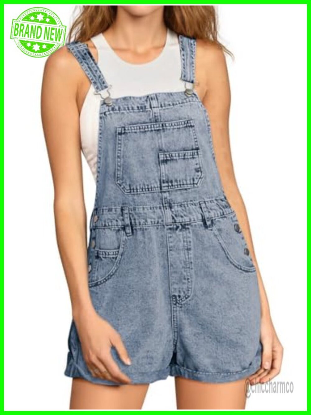 Women's Denim Overall Shorts Loose Fit Jean Romper Summer Outfits